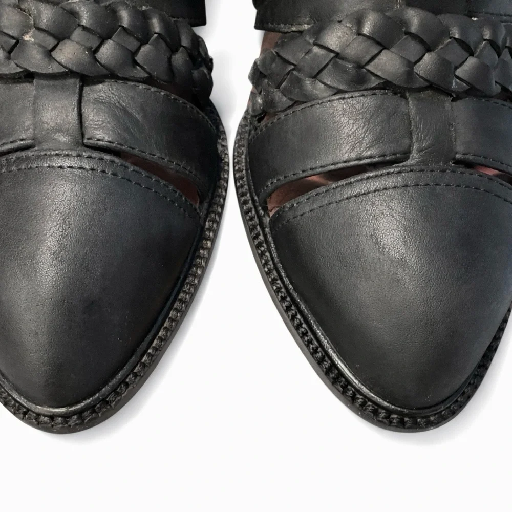 JEFFREY CAMPBELL🔥 Level-Up Black Booties Sandals w/Cut-Out Heel  Size 6.5 - Picture 3 of 9